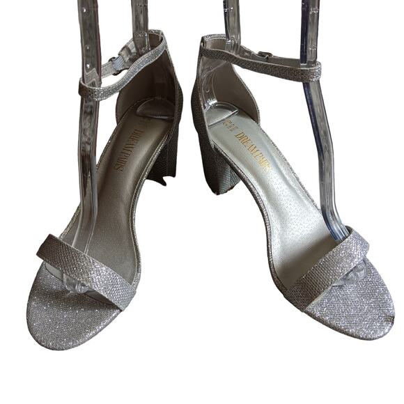 Dream Pairs silver glitter ankle strap women's heels US 8.5 formal prom - Picture 1 of 11